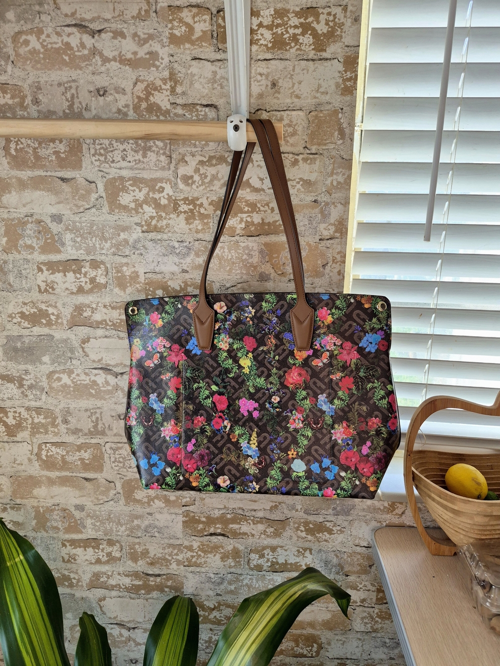 Furla Paradiso L Floral Logo Print Tote Bag NWOT
